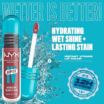 NYX Professional Makeup Lip I.V. Hydrating Lip Gloss Stain Petal Pourin 5mL