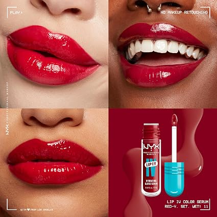 NYX Professional Makeup Lip I.V. Hydrating Lip Gloss Stain Red-Y. Set. Wet! 5mL