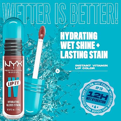 NYX Professional Makeup Lip I.V. Hydrating Lip Gloss Stain Hydra-Honey 5mL