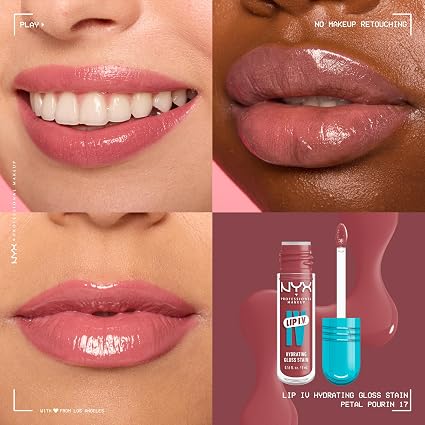 NYX Professional Makeup Lip I.V. Hydrating Lip Gloss Stain Petal Pourin 5mL
